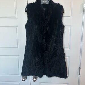 Love Token black Rabbit fur long vest